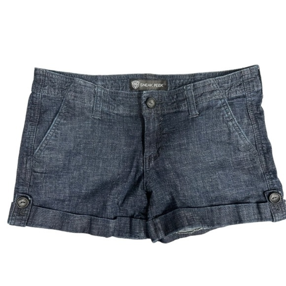 Sneak Peek Cuffed Stretch Mid Rise Denim‎ Shorts Size M